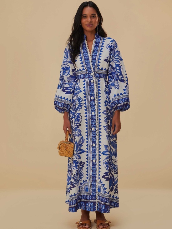 FARM Rio Dresses & Skirts - FARM.Rio Off-White Flora Tapestry Lenzing™ Ecovero™ Euroflax™ Maxi Dress
